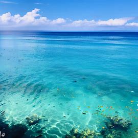 Depict a beautiful seascape of the clear turquoise waters of Maui, filled with diverse tropical fish and coral.”. Image 1 of 4