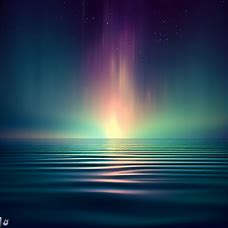 Design a breathtaking representation of an aurora that dips below the water's surface in a peaceful lake.