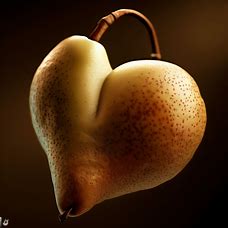 Show a pear in the shape of a heart with exceptional detail.