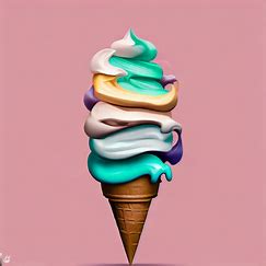 Create an image of an ice cream cone with flavors inspired by your favorite colors.