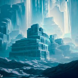 Create an alternate world where all buildings are made of ice. Image 4 of 4