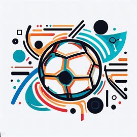 Implement an abstract representation of a soccer ball using abstract shapes, patterns, and lines.. Image 3 of 4