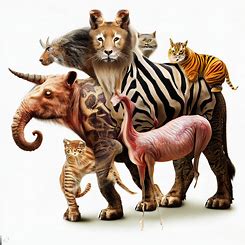 Mutate various zoo animals in an imagined and whimsical way