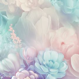 Design a dreamy and lush wallpaper with pastel colors and gorgeous floral arrangements.。第 2 个图像，共 4 个图像