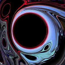 Create an abstract design featuring a black hole of immense size and intricacy.