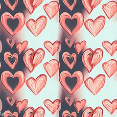 Draw me a heart-shaped wallpaper pattern in shades of pink and red