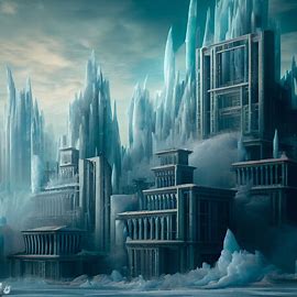 Create an alternate world where all buildings are made of ice. Image 2 of 4
