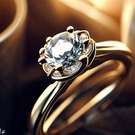 A beautiful, golden solitaire ring in a luxurious setting. Image 3 of 4