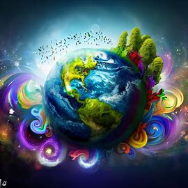 Create a whimsical and magical depiction of the earth celebrating Earth Day. Image 4 of 4