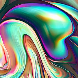 Create an abstract illustration of a vibrant and colorful abalone shell. Image 2 of 4