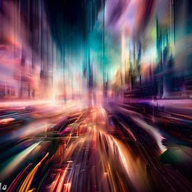 Create a surreal and abstract visualization of downtown Atlanta. Image 1 of 4