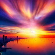 Create an image of a stunning sunrise over the Pattaya Bay