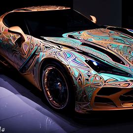 Design a corvette with unique and intricate patterns, inspired by nature, that adorn the vehicle's body.. Image 3 of 4