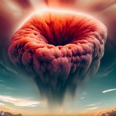 Create a surreal image of a giant hematoma appearing in the sky