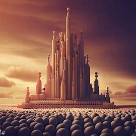 Create an illustration of a towering, majestic castle made entirely of softballs.. Image 1 of 4
