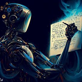 A robotic engineer who uses algebra to build its machines but also paints beautiful art with expressions and equations.. Image 3 of 4