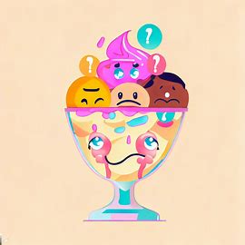 Design a unique and creative ice cream sundae with toppings that depict different emotions.. Image 3 of 4