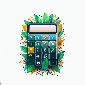 Create an image of a calculator that incorporates nature, such as incorporating leaves and flowers into the design. Image 4 of 4