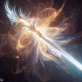 Conjure up a sword forged from the purest of white flaming sources in the form of a phoenix, and embedded with the ability to phase in and out of time,。第 3 个图像，共 4 个图像