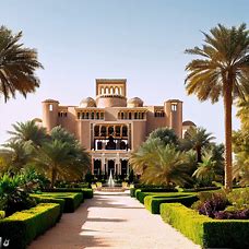 Imagine an opulent palace surrounded by lush gardens in the heart of Qatar's desert oasis.