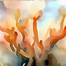 Generate an image of a beautiful watercolor inspired by the natural beauty of cordyceps plants.