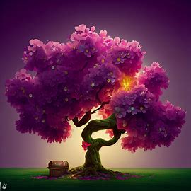 Create an image of a bougainvillea tree with a hidden treasure map in its branches.. Image 1 of 4
