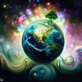 Create a whimsical and magical depiction of the earth celebrating Earth Day. Image 1 of 4