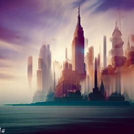 Create a surreal representation of New York City, depicting its famous landmarks in an unexpected, dreamlike manner.. Image 4 of 4