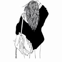 Image result for Black and White Hipster Girl Drawing