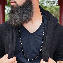 Image result for Men's Black Bead Necklace