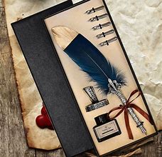 Image result for Calligraphy Feather Blue Steam Punk Set