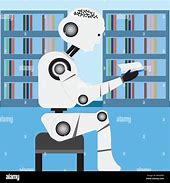 Image result for Robot Reading a Book Black and White