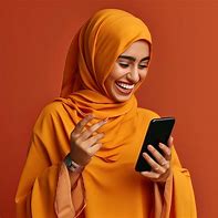 Image result for Woman Holding Phone Orange Shirt