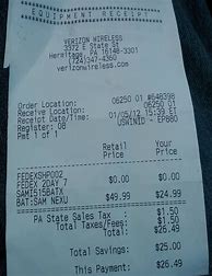 Image result for Sample of Receipt From Verizon
