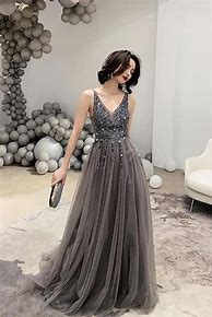 Image result for Dark Grey Prom Dress