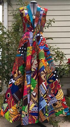Make a Scene! Reversible African Wax Print Coat Dress Patchwork and Your Choice of Reverse Print | African fashion, African print dresses, African fashion ankara
