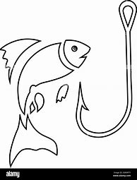 Image result for White Outline of Fish On Hook Cartoon