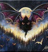 Image result for Bat Painting Acrylic Blue Backround