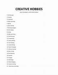 Image result for A List of Hobbies