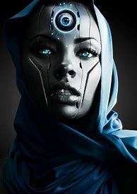 Image result for Cyborg Eye Long Black Hair