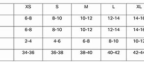 Image result for X Small Size Chart