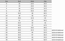 Size Charts Mestad S Bridal And Formalwear