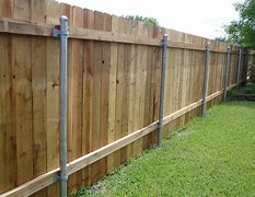 Image result for Wood Privacy Fence with Metal Posts