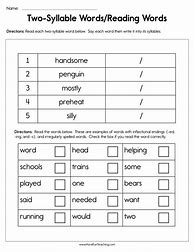 Image result for Easy Two-Syllable Words