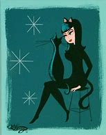 Image result for Vintage Halloween Cat Pin Up