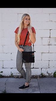 Image result for Outfits with Black and White Plaid Pants