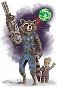 Image result for Rocket Raccoon Cartoon and Baby Groot