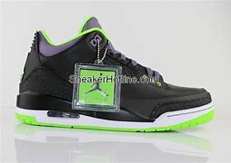 Image result for Jordan 3 Retro Black Lime Green and Light Purple