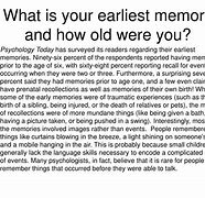 Image result for Earliest Memory