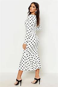 Image result for Boohoo Black and White Spot Dress